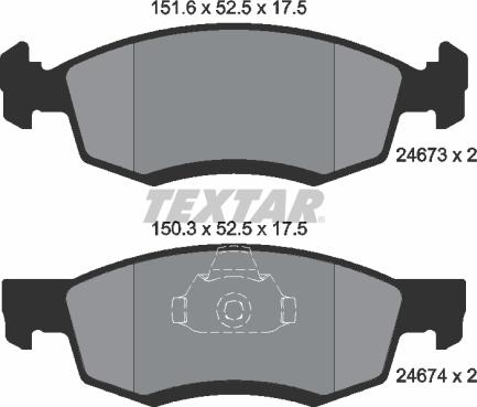 Textar 2467301 - Kit de plaquettes de frein, frein à disque cwaw.fr