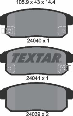 Textar 2404001 - Kit de plaquettes de frein, frein à disque cwaw.fr