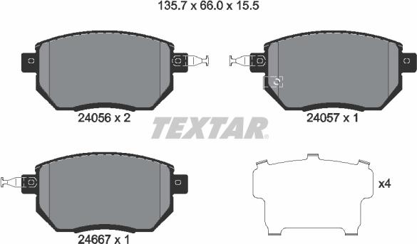 Textar 2405601 - Kit de plaquettes de frein, frein à disque cwaw.fr