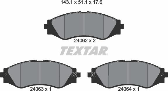 Textar 2406201 - Kit de plaquettes de frein, frein à disque cwaw.fr