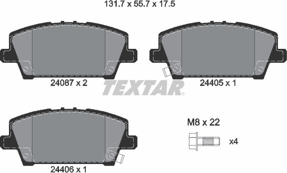 Textar 2408701 - Kit de plaquettes de frein, frein à disque cwaw.fr