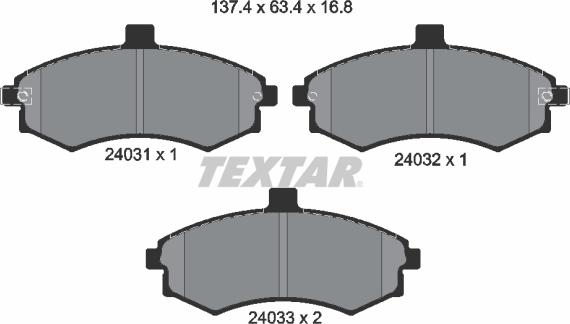 Textar 2403101 - Kit de plaquettes de frein, frein à disque cwaw.fr