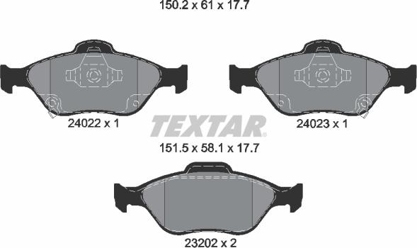 Textar 2402201 - Kit de plaquettes de frein, frein à disque cwaw.fr