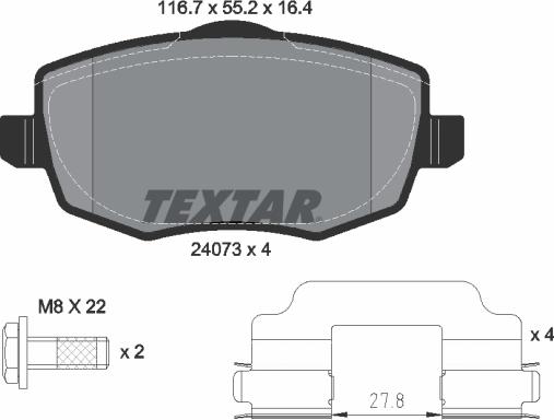 Textar 2407301 - Kit de plaquettes de frein, frein à disque cwaw.fr