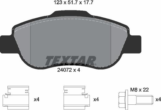 Textar 2407201 - Kit de plaquettes de frein, frein à disque cwaw.fr