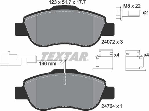 Textar 2407202 - Kit de plaquettes de frein, frein à disque cwaw.fr