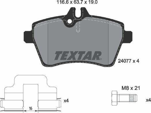 Textar 2407701 - Kit de plaquettes de frein, frein à disque cwaw.fr