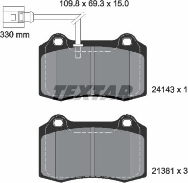 Textar 2414301 - Kit de plaquettes de frein, frein à disque cwaw.fr