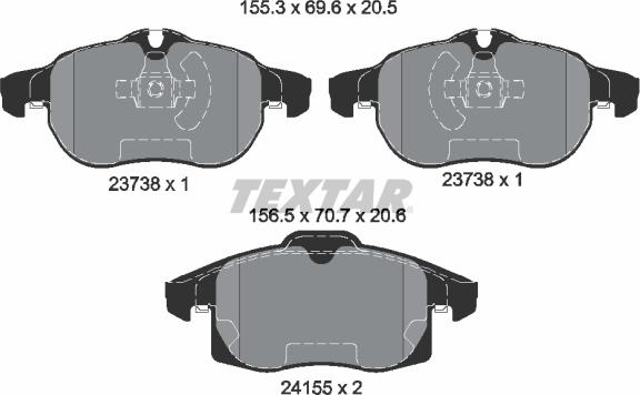 Textar 2415501 - Kit de plaquettes de frein, frein à disque cwaw.fr