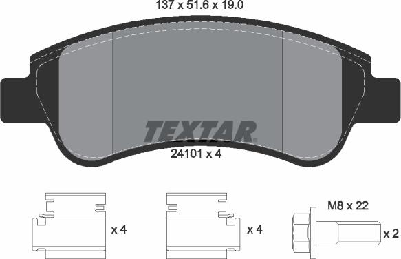 Textar 2410101 - Kit de plaquettes de frein, frein à disque cwaw.fr