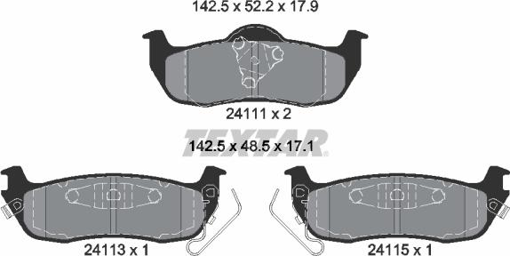 Textar 2411101 - Kit de plaquettes de frein, frein à disque cwaw.fr