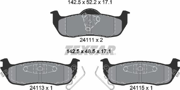 Textar 2411102 - Kit de plaquettes de frein, frein à disque cwaw.fr