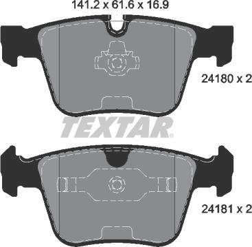 Textar 2418001 - Kit de plaquettes de frein, frein à disque cwaw.fr