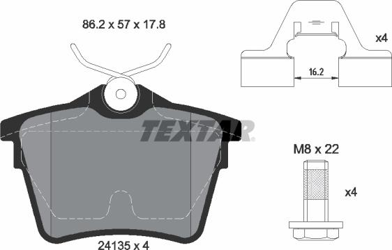 Textar 2413501 - Kit de plaquettes de frein, frein à disque cwaw.fr