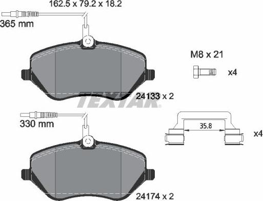 Textar 2413301 - Kit de plaquettes de frein, frein à disque cwaw.fr