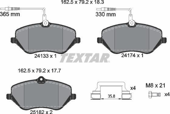 Textar 2413303 - Kit de plaquettes de frein, frein à disque cwaw.fr