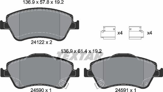 Textar 2412201 - Kit de plaquettes de frein, frein à disque cwaw.fr