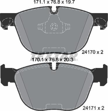 Textar 2417001 - Kit de plaquettes de frein, frein à disque cwaw.fr