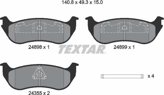 Textar 2489803 - Kit de plaquettes de frein, frein à disque cwaw.fr