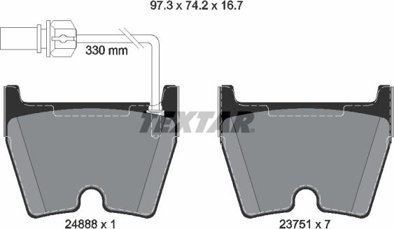 Textar 2488801 - Kit de plaquettes de frein, frein à disque cwaw.fr