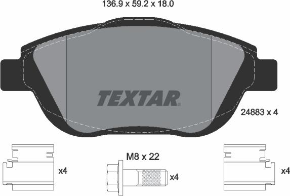 Textar 2488301 - Kit de plaquettes de frein, frein à disque cwaw.fr