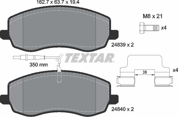 Textar 2483901 - Kit de plaquettes de frein, frein à disque cwaw.fr