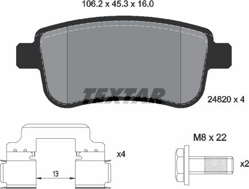 Textar 2482001 - Kit de plaquettes de frein, frein à disque cwaw.fr