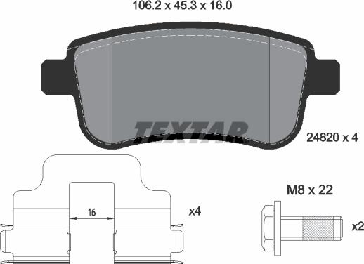 Textar 2482002 - Kit de plaquettes de frein, frein à disque cwaw.fr