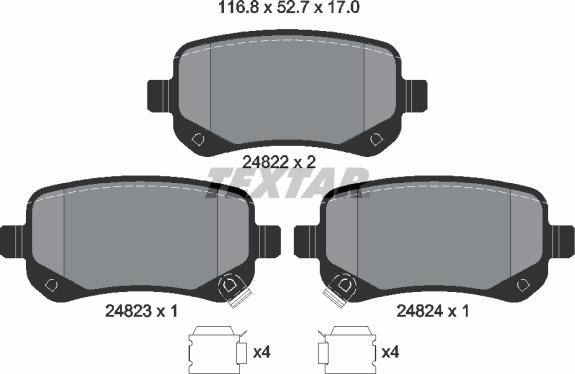 Textar 2482201 - Kit de plaquettes de frein, frein à disque cwaw.fr