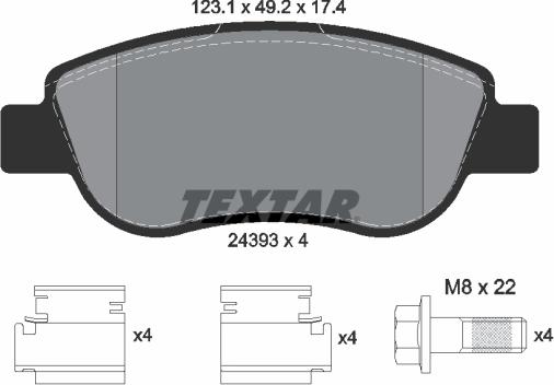 Textar 2439301 - Kit de plaquettes de frein, frein à disque cwaw.fr