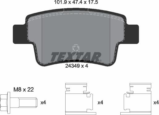 Textar 2434901 - Kit de plaquettes de frein, frein à disque cwaw.fr