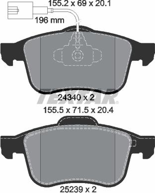 Textar 2434001 - Kit de plaquettes de frein, frein à disque cwaw.fr