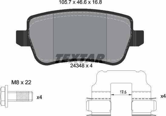 Textar 2434801 - Kit de plaquettes de frein, frein à disque cwaw.fr