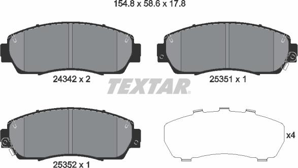 Textar 2434201 - Kit de plaquettes de frein, frein à disque cwaw.fr