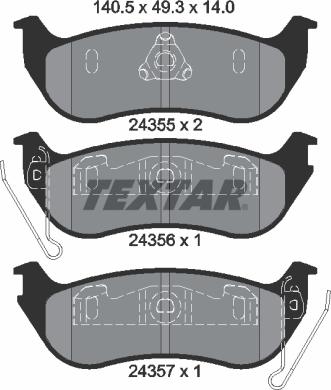 Textar 2435501 - Kit de plaquettes de frein, frein à disque cwaw.fr