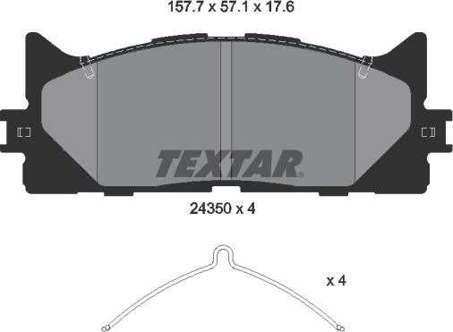 Textar 2435001 - Kit de plaquettes de frein, frein à disque cwaw.fr