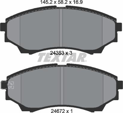 Textar 2435301 - Kit de plaquettes de frein, frein à disque cwaw.fr