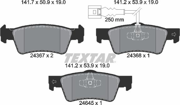 Textar 2436704 - Kit de plaquettes de frein, frein à disque cwaw.fr