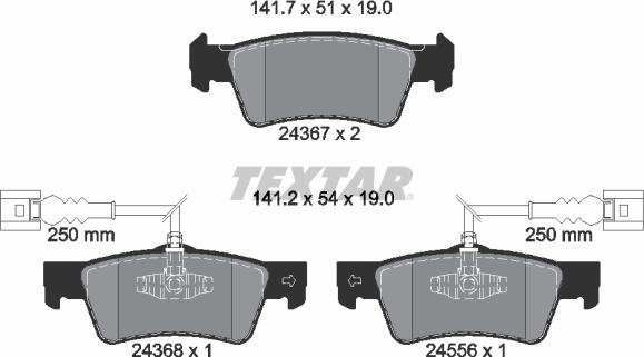 Textar 2436701 - Kit de plaquettes de frein, frein à disque cwaw.fr