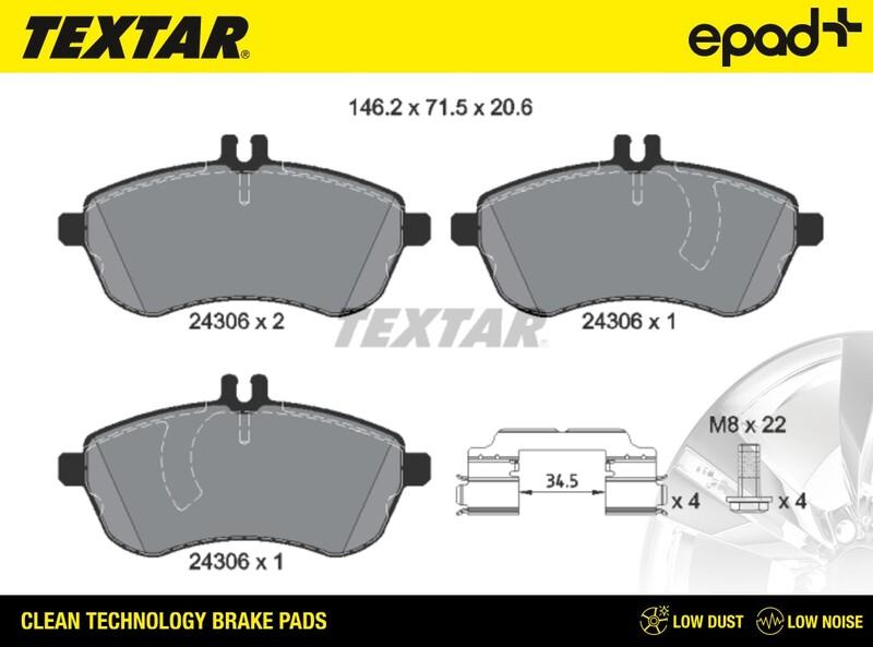 Textar 2430601CP - Kit de plaquettes de frein, frein à disque cwaw.fr