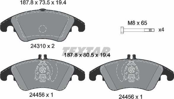 Textar 2431001 - Kit de plaquettes de frein, frein à disque cwaw.fr