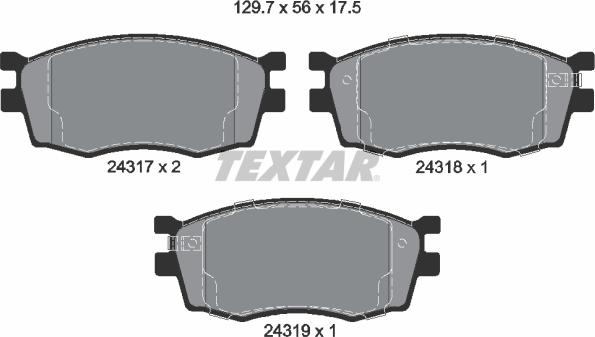 Textar 2431701 - Kit de plaquettes de frein, frein à disque cwaw.fr