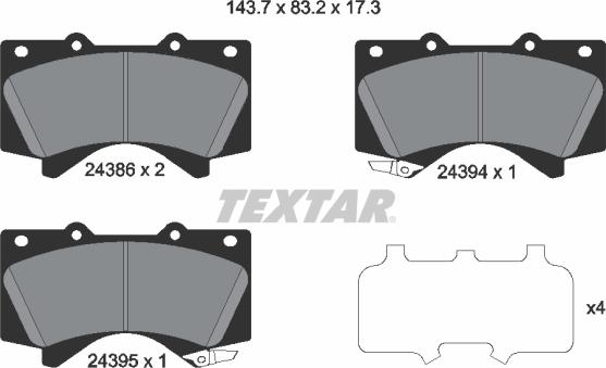 Textar 2438601 - Kit de plaquettes de frein, frein à disque cwaw.fr