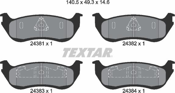 Textar 2438101 - Kit de plaquettes de frein, frein à disque cwaw.fr