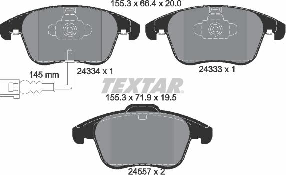 Textar 2433401 - Kit de plaquettes de frein, frein à disque cwaw.fr