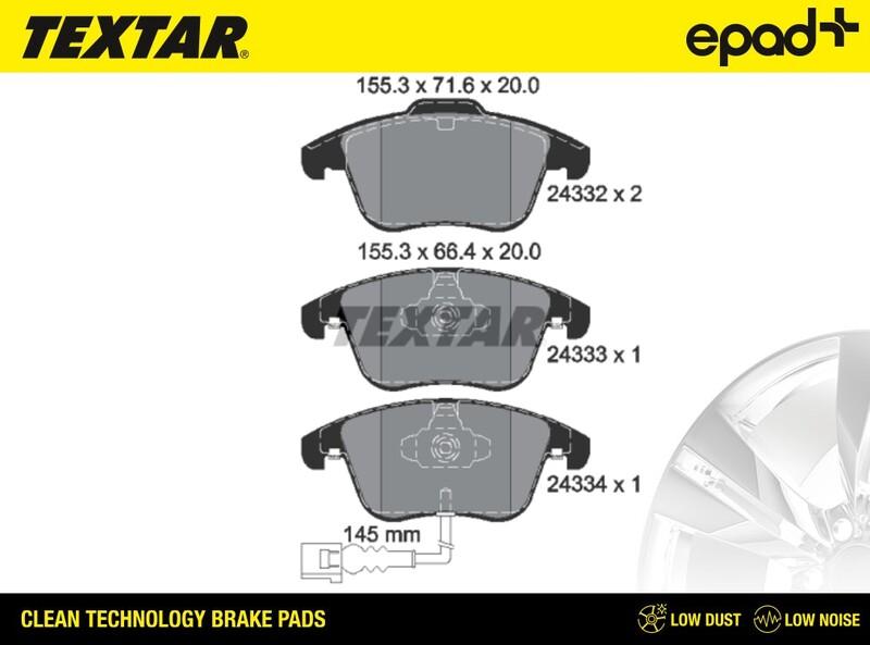 Textar 2433301CP - Kit de plaquettes de frein, frein à disque cwaw.fr