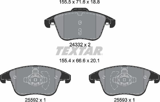 Textar 2433205 - Kit de plaquettes de frein, frein à disque cwaw.fr