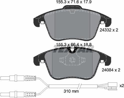 Textar 2433201 - Kit de plaquettes de frein, frein à disque cwaw.fr