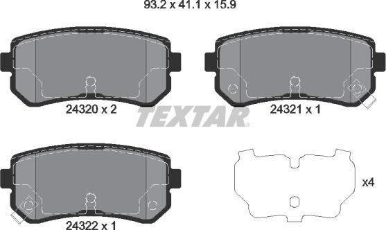 Textar 2432001 - Kit de plaquettes de frein, frein à disque cwaw.fr