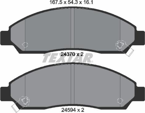 Textar 2437001 - Kit de plaquettes de frein, frein à disque cwaw.fr